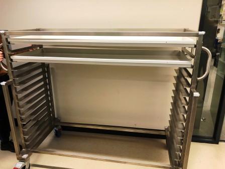 Made to Order Stainless Tray Museum Trolley Customised fabricated stainless steel tray trolley, Sydney, Australia