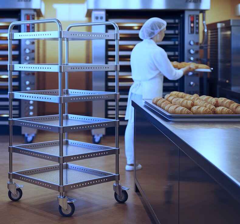 Stainless steel perforated tray baking trolley Customised manufactured perforated tray baking trolley