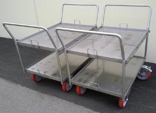 Made to order, custom fabricated stainless steel trolleys